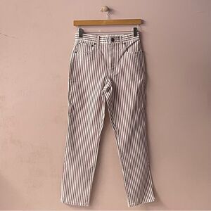 Madewell Red & Cream Striped “The High Rise Slim Crop BoyJean” Jeans Size 24 NWT